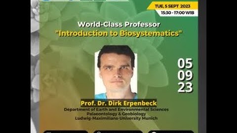 “Introduction to Biosystematics” – Prof. Dr. Dirk Erpenbeck, LMU