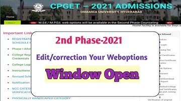 CpGET 2021||weboptions edit and correction||window Open Today