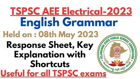 TSPSC AEE Electrical 8th May 2023 - English Grammar  ||  Response Sheet