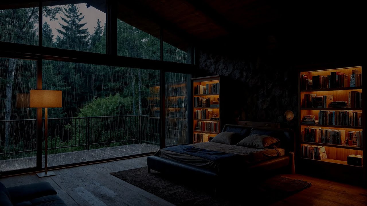 Best Rain Sound for Sleep🌲Sleep Instantly with Rainstorm Sounds | Rain on a Warm Cabin at Night