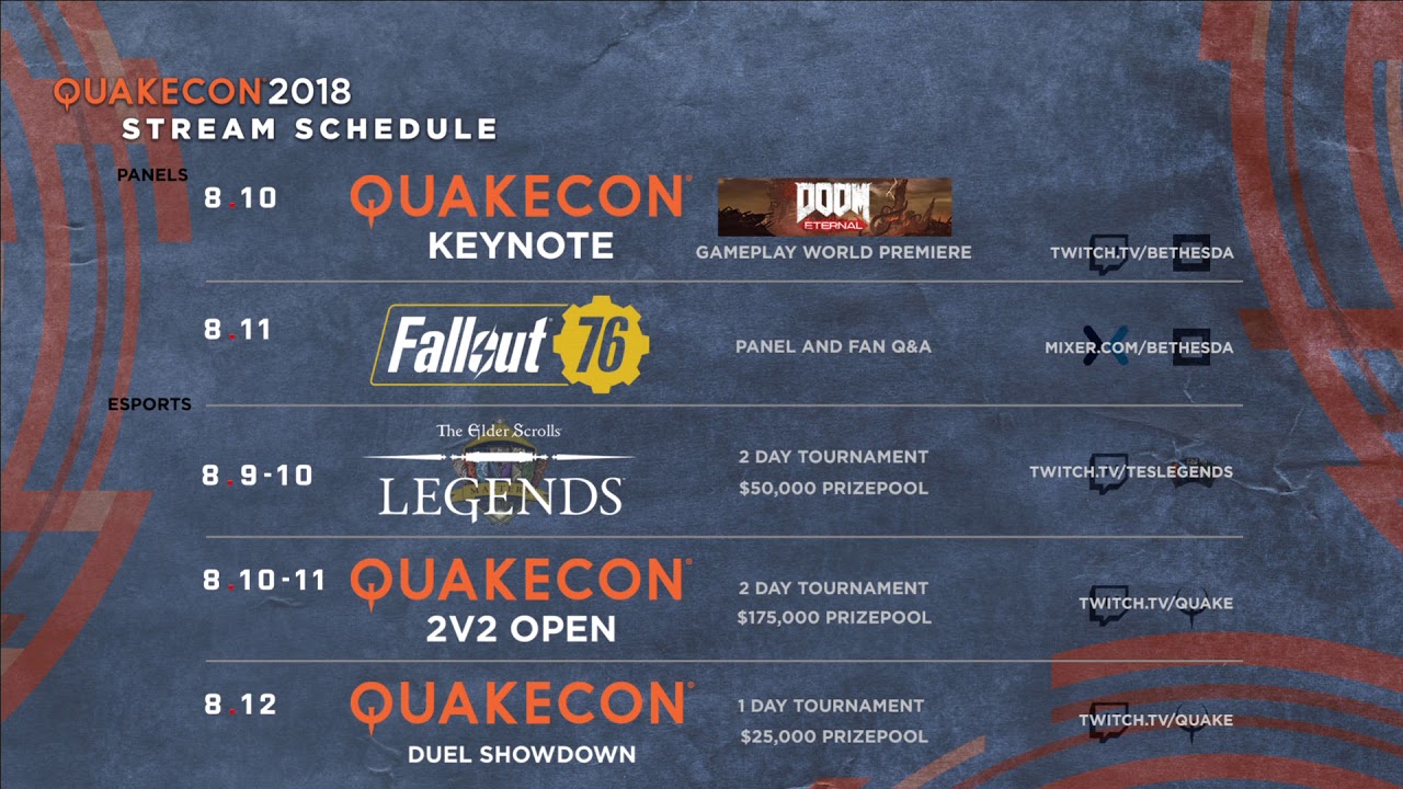 Full Quakecon 2018 Schedule: Doom Eternal, Fallout 76, And More
