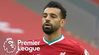 Mohamed salah smashes home from the spot after robin koch's handball
in area to put liverpool front of leeds united early going. #nbcsports
#pr...