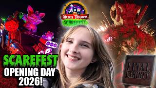 ALTON TOWERS SCAREFEST 2026 Opening Day Vlog | ALL SCARE MAZES , SCARE ZONES & Rides in the dark 🔥