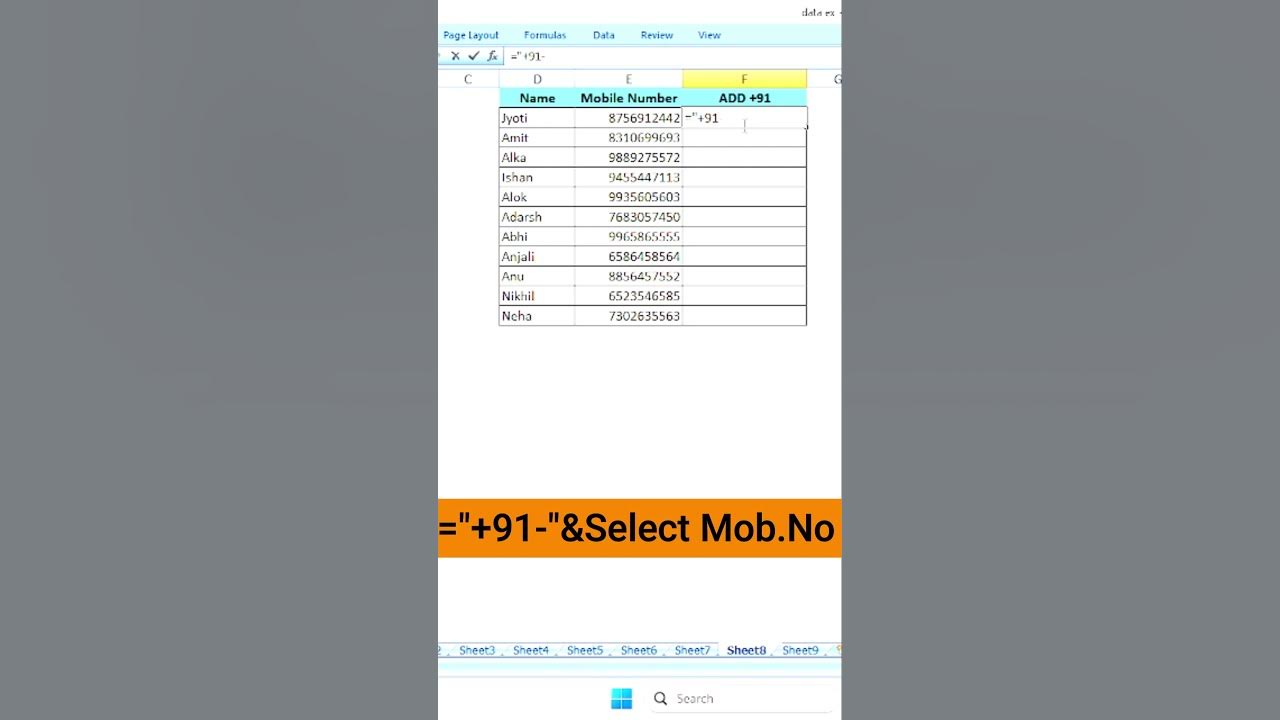 Advance Excel How to Add+91 in mobile No #icntcloudgyan #excel - YouTube - Show How To Make 10 To Add 8+6