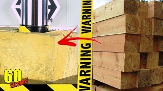 Exclusive 60 SECONDS Experiment - HYDRAULIC PRESS VS Wooden Beams | CRASH TEST Profile