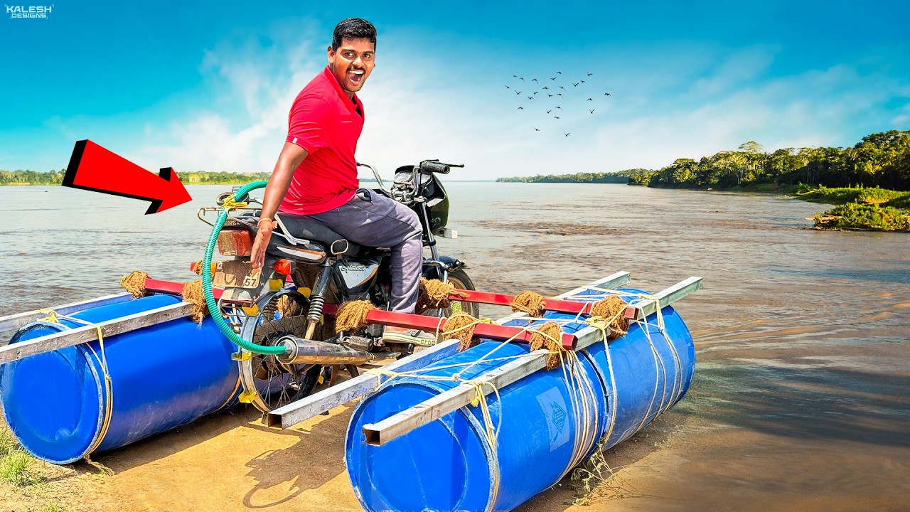 Driving Bike On Water Using Plastic Drums 🔥🔥 నీళ్లపై ఇలా వెళ్తుంది అనుకోలేదు…😱😱 Telugu Experiments