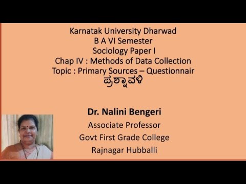 Primary data collection - Questionnaire - ಪ್ರಶ್ನಾವಳಿ