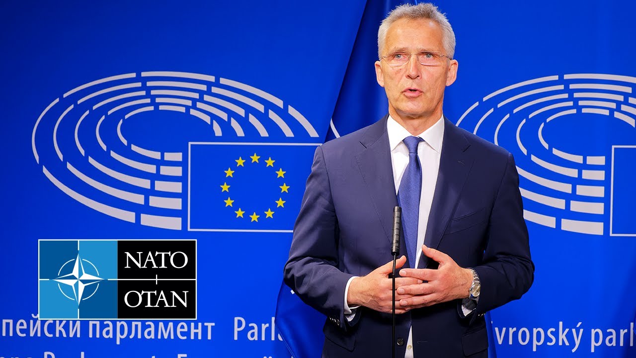 NATO Secretary General with the President of the European Parliament Roberta Metsola, 28 April 2022
