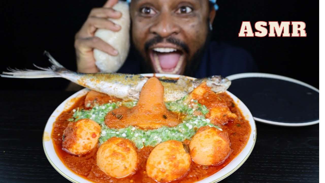 Mukbang Asmr PorkTail,FishBone,SpicyEgg Okro Nigeria Stew Shutdown in 10mins Challenge.
