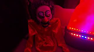 Rare SVI 2011 Smokey The Clown demo with 2020 spirit halloween reaper's island ISE flame light