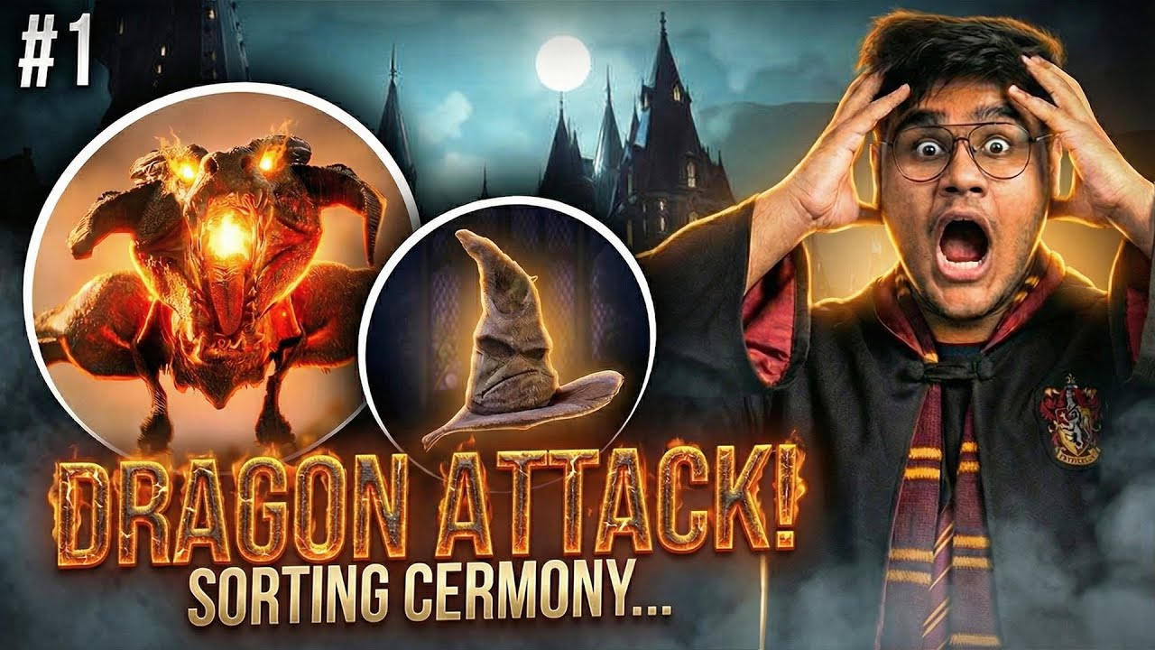 DRAGON ATTACK & MY FIRST DAY AT HOGWARTS! ⚡ - Hogwarts Legacy Gameplay #1 (Hindi) | SBlockGamer