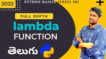 #85 Lambda Function In Python In Telugu | Python Lambda Function | Python Tutorial For Beginners