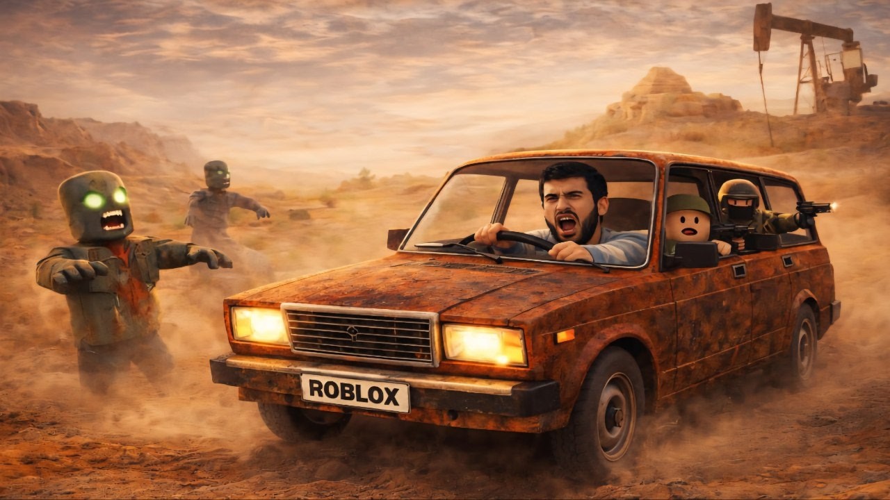 Roblox lekin biza ukam bilan eski mashinani tamirlab zombilardan qochdik #roblox