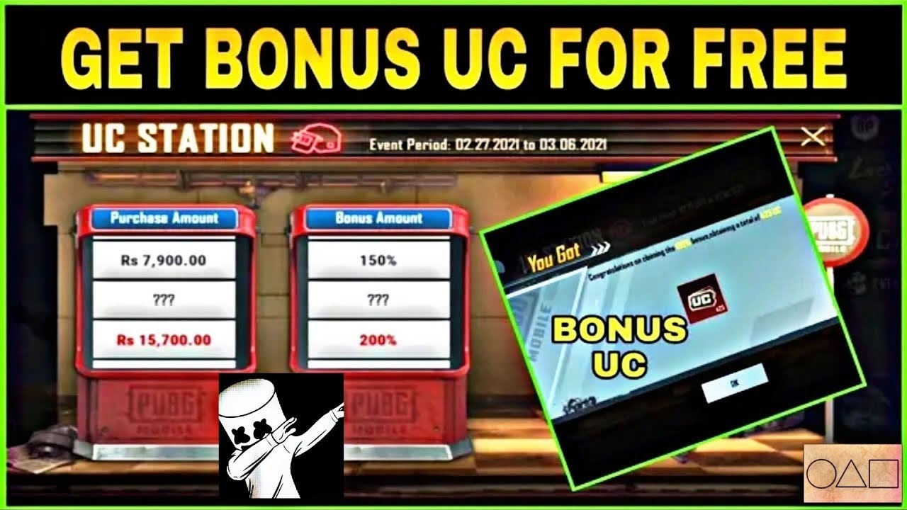 UC Station new Event in Pubg Mobile Get Free uc Bonus Buy cheap Uc
