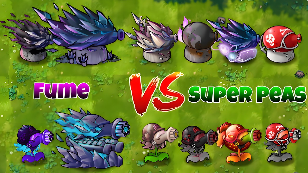 PvZ1 Fusion 3.3 CHALLENGE! Fume vs Super Peas VS 500 Zombie Random - Who Will Win?