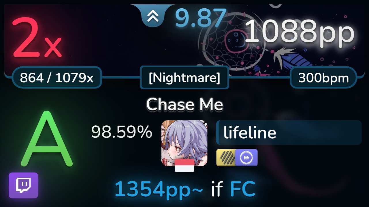 🔴 9.9⭐ lifeline | Dreamcatcher - Chase Me [Nightmare] +HDDT 98.59% | 1088pp 2❌ - osu!