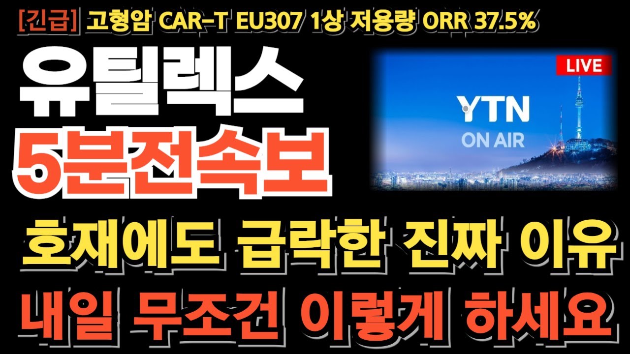 유틸렉스 주가 전망][긴급] 고형암 CAR-T EU307 1상 결과 발표 객관적 지표 확보! 호재에도 급락한 진짜 이유 내일 무조건  이렇게 하세요 마지막기회 놓치면 기회없습니다 - YouTube