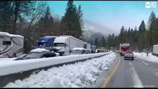 Snow closes i-5 in northern california ...