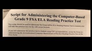 FSA Reading Practice Test Instructions