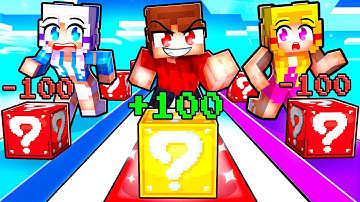 Cheating With +100 LUCKY BLOCKS in a LUCKY BLOCK RACE With MY CRAZY FAN GIRLS...