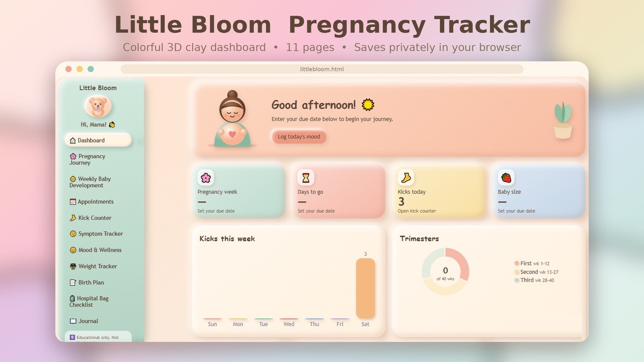 Cute 3D Pregnancy Tracker: Kick Counter, Birth Plan & More - YouTube