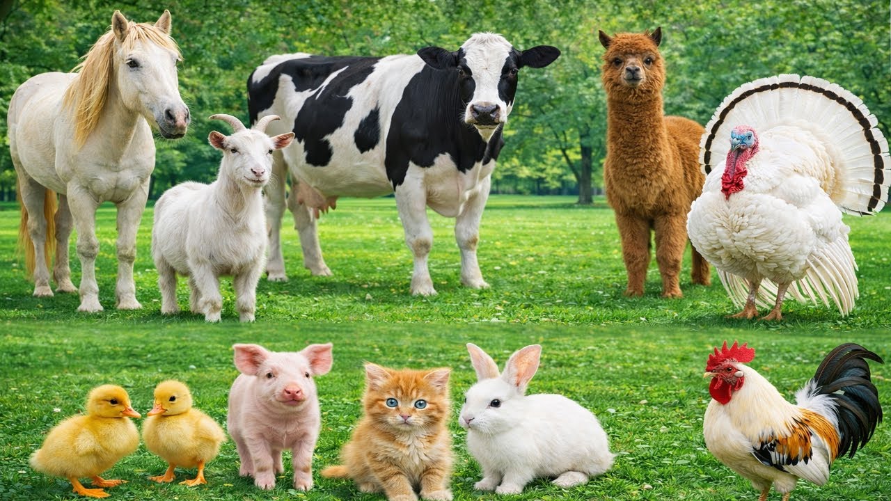Cute & Real Animal Sounds Compilation | Goat, Donkey, Goose, Pig, Cow & Duck