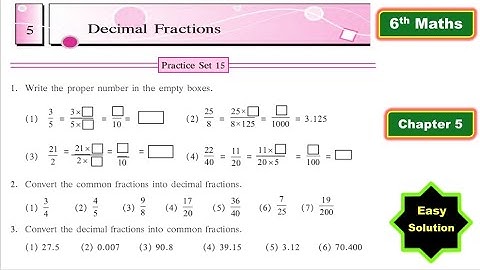 6th Std Maths Practice Set 15 Chapter 5 Decimal fractions | MH BOARD | Hindi Explanation