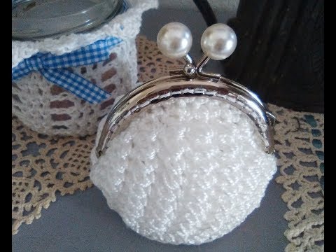 BOLSA CROCHET MOEDA COM BEIJO FECHO BLOQUEIO tutorial
