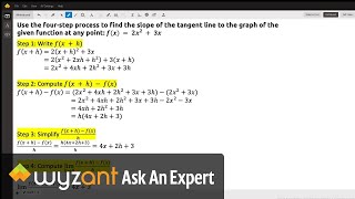 Using the 4 Step Process (Differentiation from First Principles) to find the Derivative