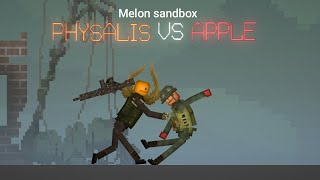 Physalis VS Apple Melon sandbox fighting scene