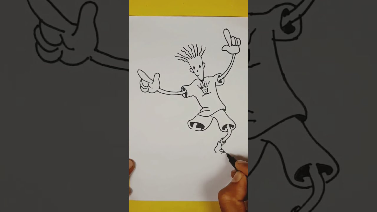 How to draw 7up Fido Dido using black pen