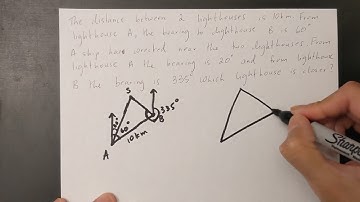 Grade 11 Math - Solving triangles with bearings (word problem) (lesson 5.6)