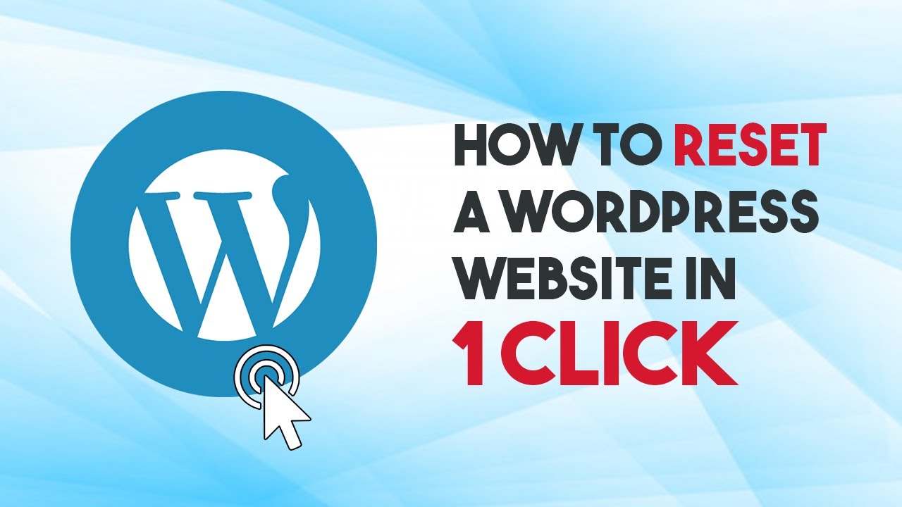 How to reset wordpress website in one click youtube