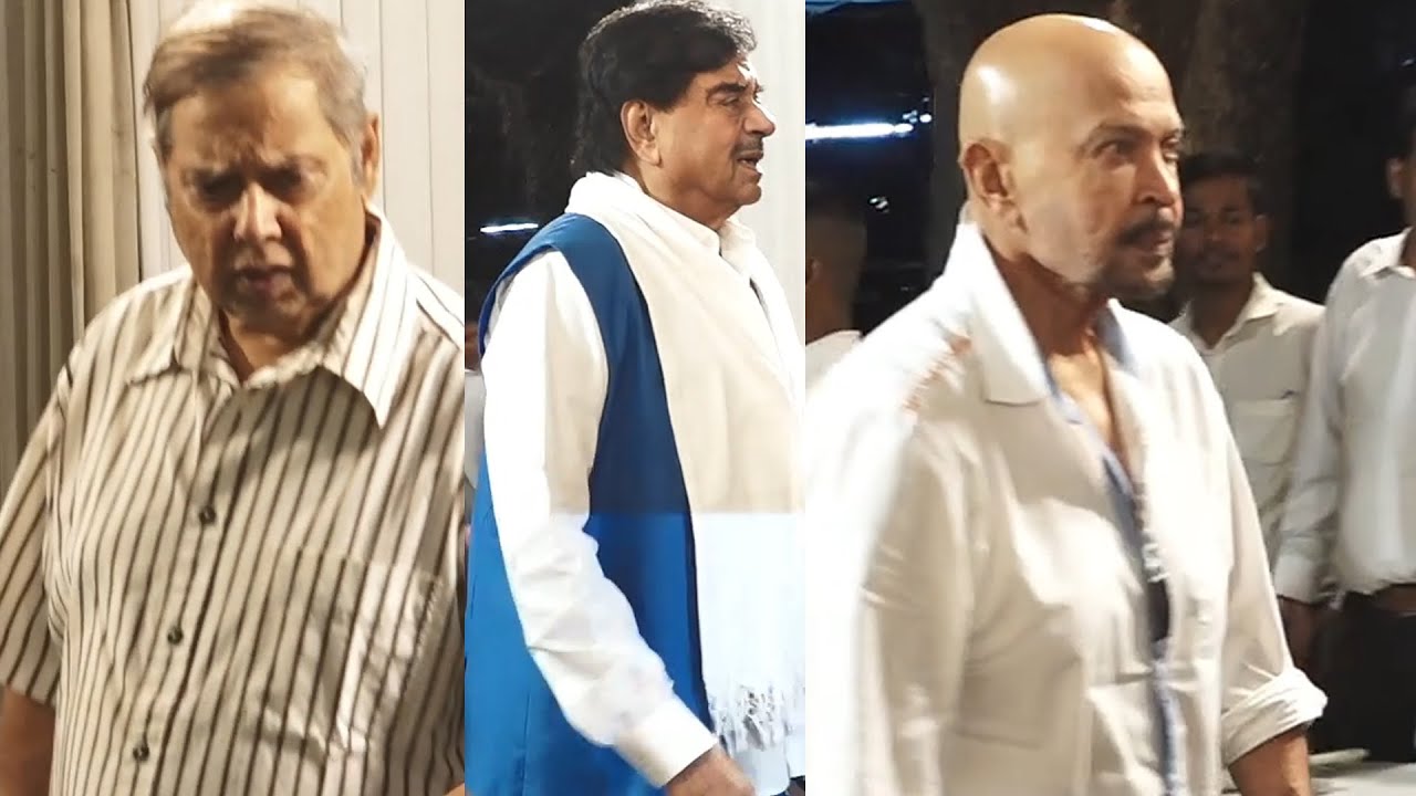 David Dhawan, Shatrughan Sinha, Rakesh Roshan, Bhuvan Bam & Others At Satish Shah’s Prayer Meet