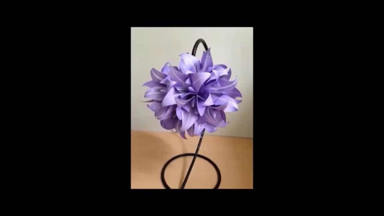 折り紙のくす玉 アヤメ 花 折り方 Origami Kusudama Flower Iris Youtube