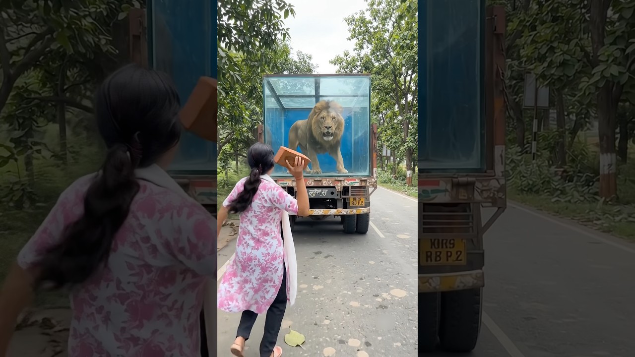 Nishu Ne Sher Ko Bachaya Tabhi 😱 #shorts #ytshorts #viralvideo #lion