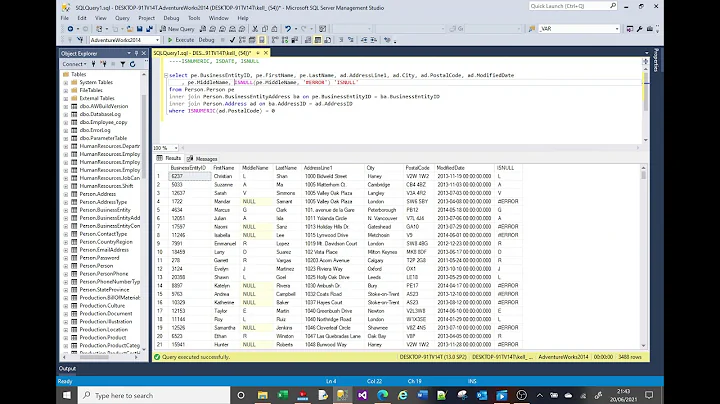 MS SQL tutorial on use of ISNULL, ISDATE and ISNUMERIC functions