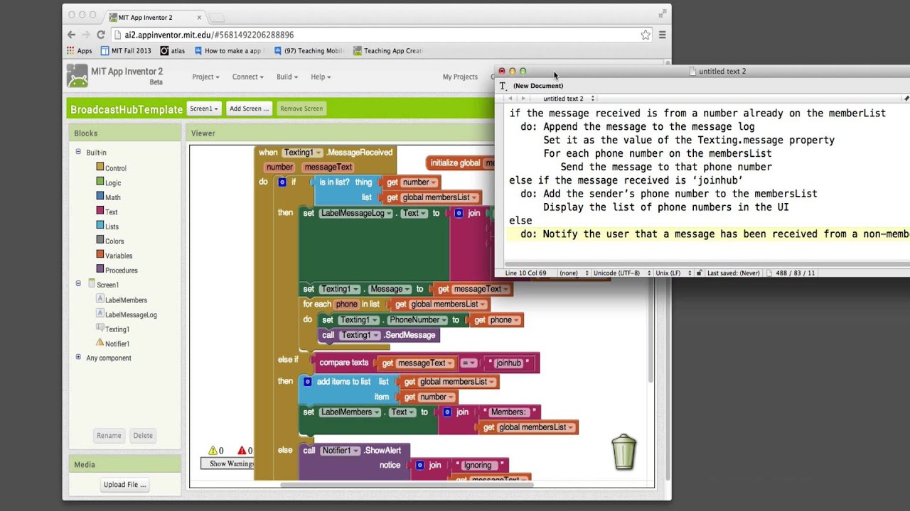 Build an SMS Broadcast Hub (Group text) in App Inventor 2