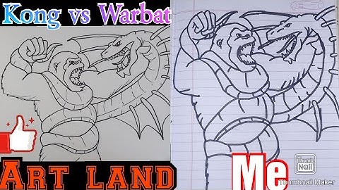 Kong vs warbat drawing!(speed drawing) art land drawing