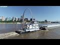 Three Towboats Passing St. Louis Arch