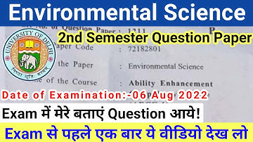 Environmental Studies 2nd Semester Today Question Paper Discuss For All UG Courses Students | EVS