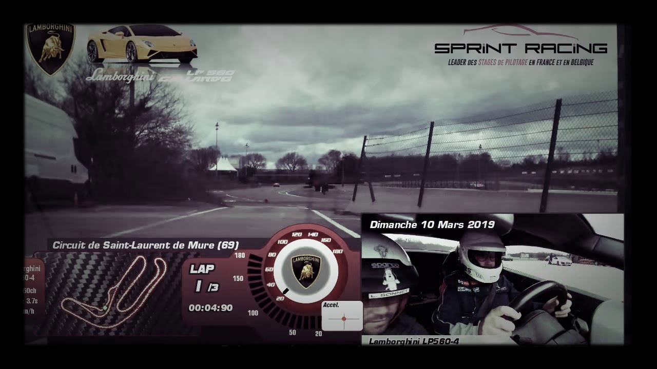 Vitesse maximum sur Circuit de Saint Laurent de Mure Lamborghini lp 560