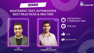 Mastering Test Automation: Best Practices and Expert Tips | Webinar | ContextQA