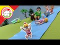 Playmobil en español Un tobogán acuático propio - historias con la escuela - Familia Hauser