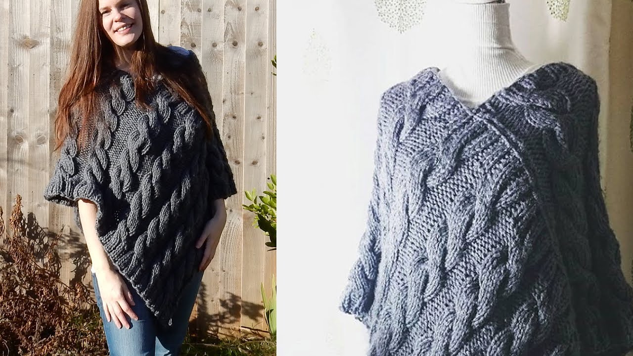 Cable Poncho Knitting Tutorial - Beginner 