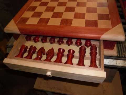 Hand made chess board and set - YouTube