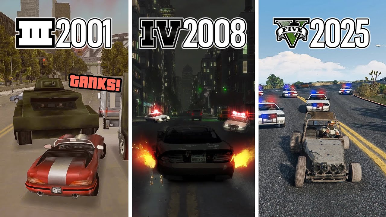 Evolution Of 6 STAR CHASE In GTA Games GTA 3 GTA 5 YouTube 