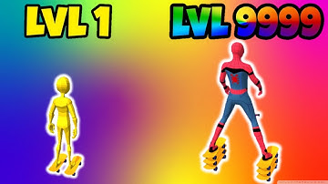 Lvl 1 vs Lvl 9999 - Skater Stacker : All Level Gameplay - New Update Android,iOS