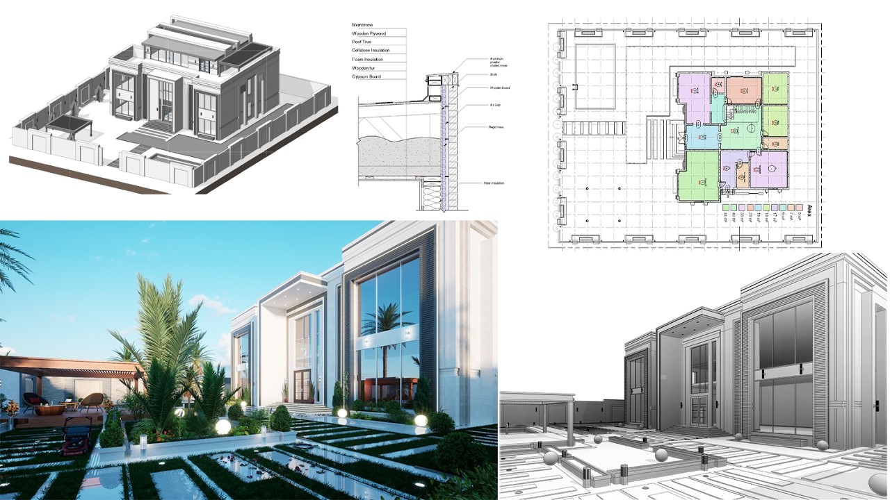18. Современная вилла в Revit 2026 (рабочие чертежи) ✅ Архитектурная мастерская Revit