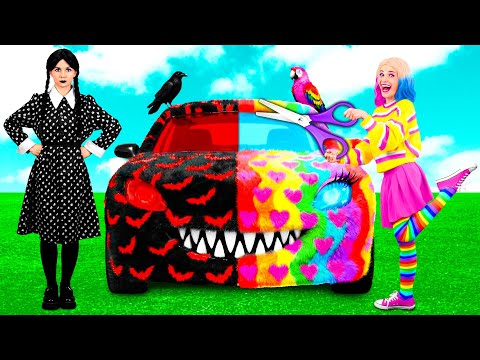 Rainbow Car vs Black Car Challenge | Prank Wars by PaRaRa Challenge